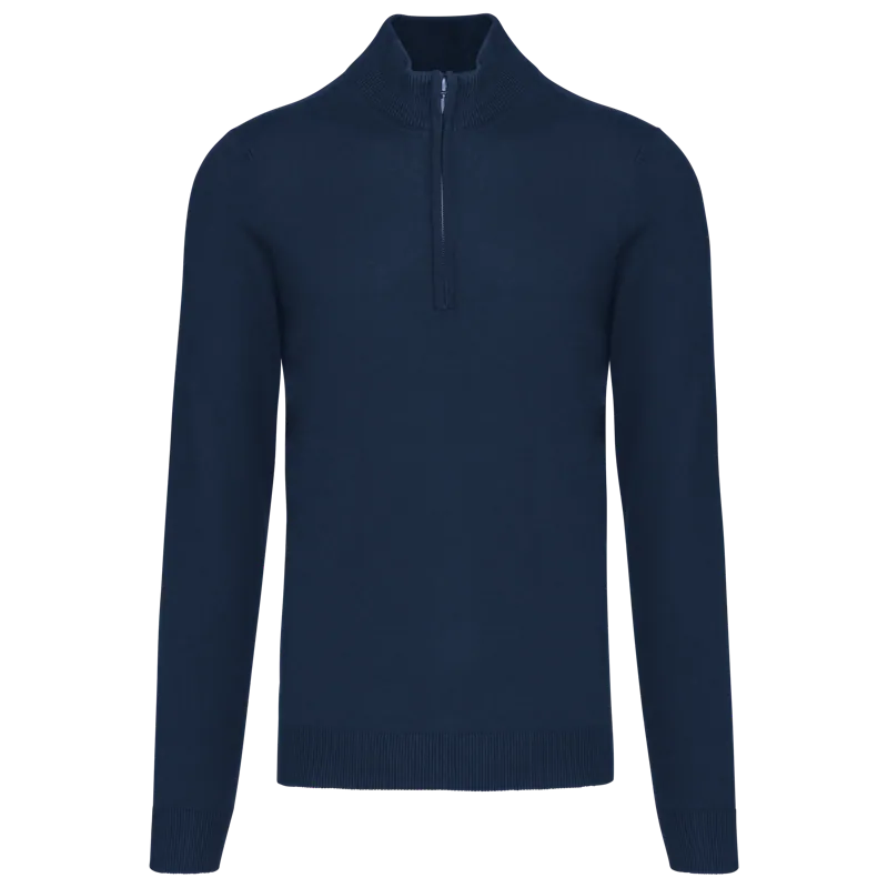 Heren pullover met ritskraag in Navy