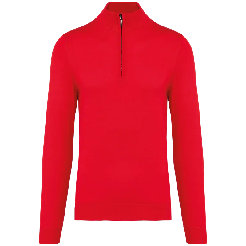 Heren pullover met ritskraag in Red
