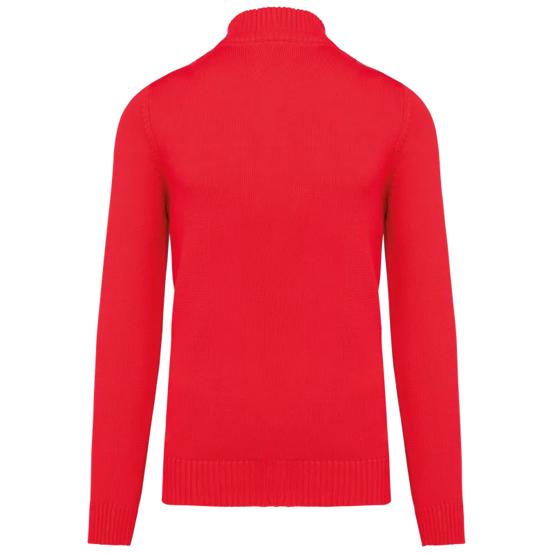 Heren cardigan met rits in Red, achterkant