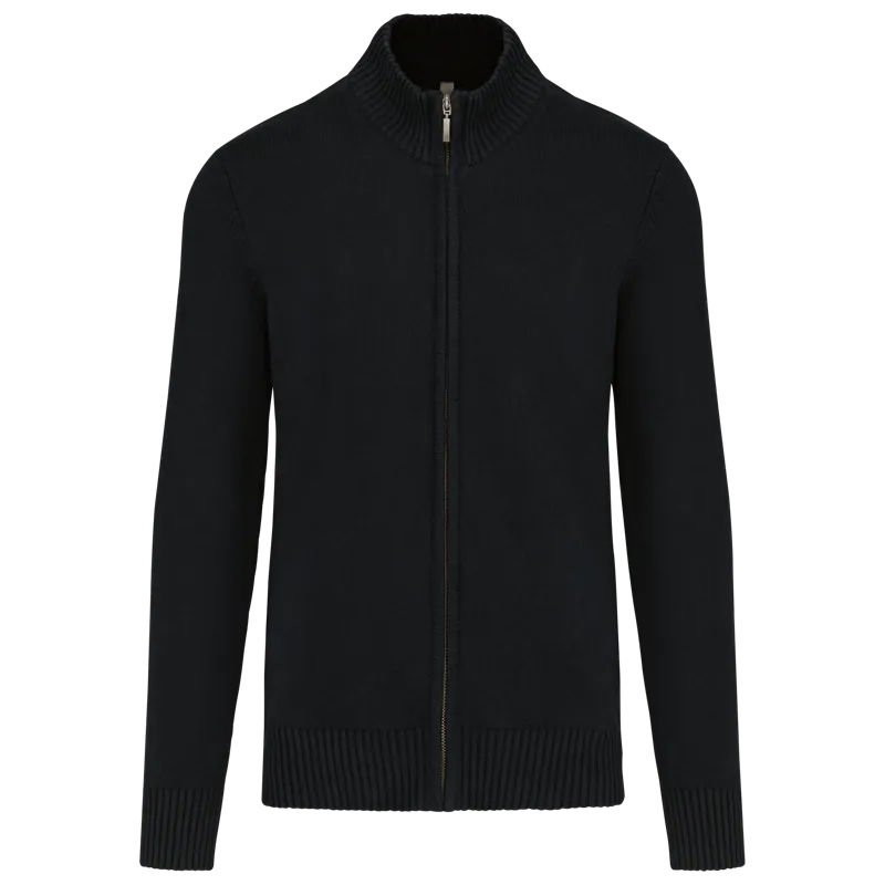 Heren cardigan met rits in Black
