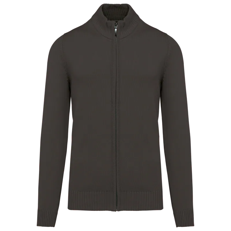 Heren cardigan met rits in Dark Grey
