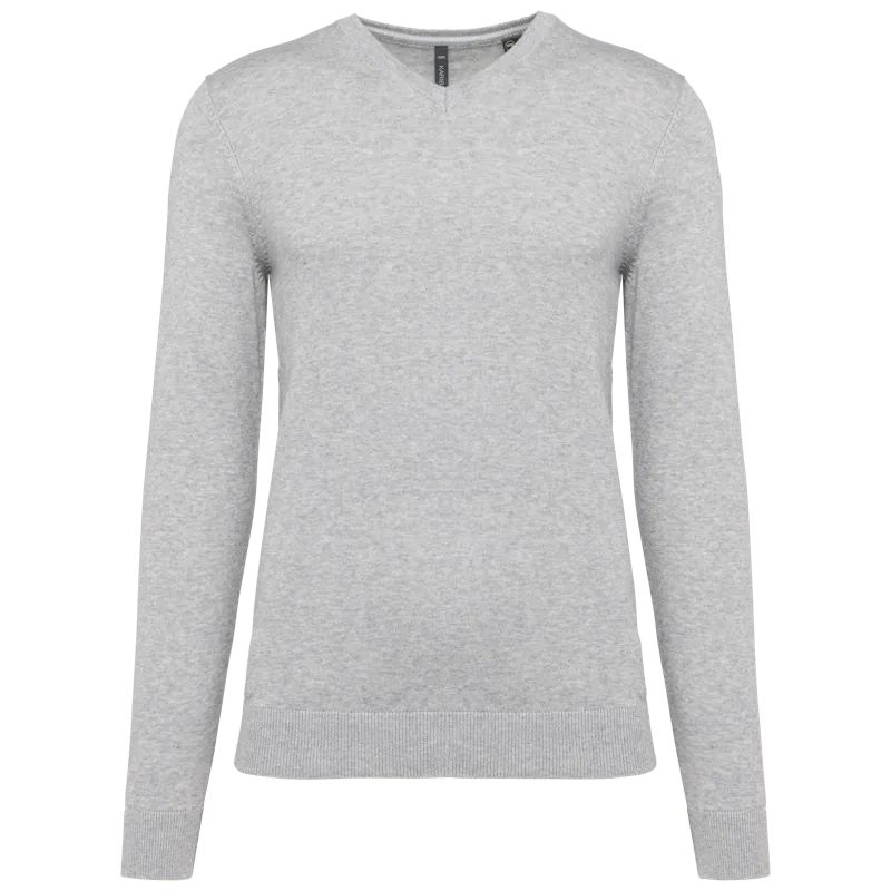 Ecologische herentrui met V-hals in Light grey heather