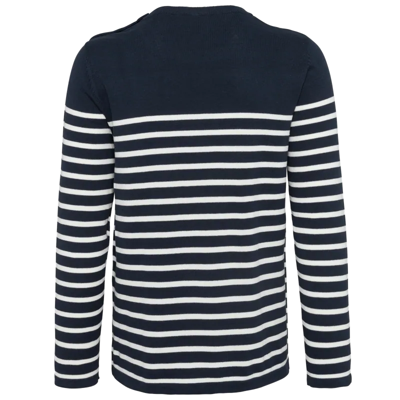 Gestreepte herentrui in Striped Navy / Off White, achterkant