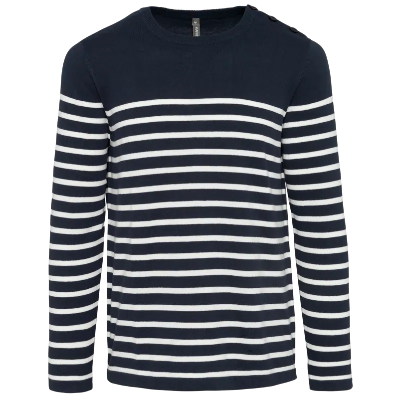 Gestreepte herentrui in Striped Navy / Off White