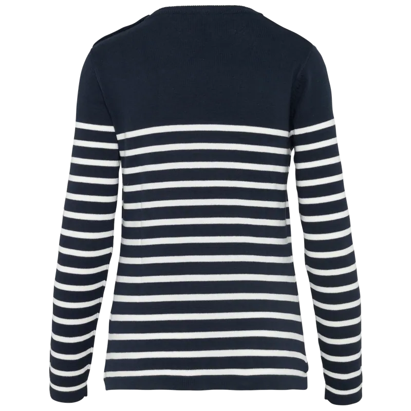 Gestreepte damestrui in Striped Navy / Off White, achterkant