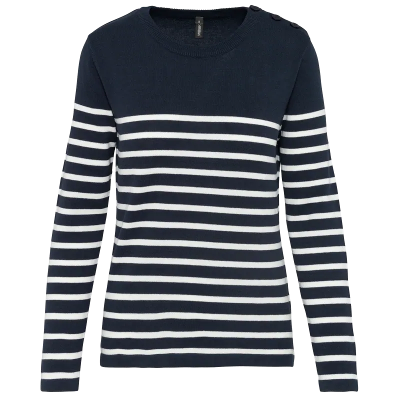 Gestreepte damestrui in Striped Navy / Off White