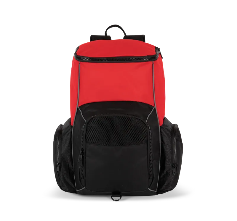 Gerecycleerde en sportrugzak met vak voor spulletjes in Red / Black