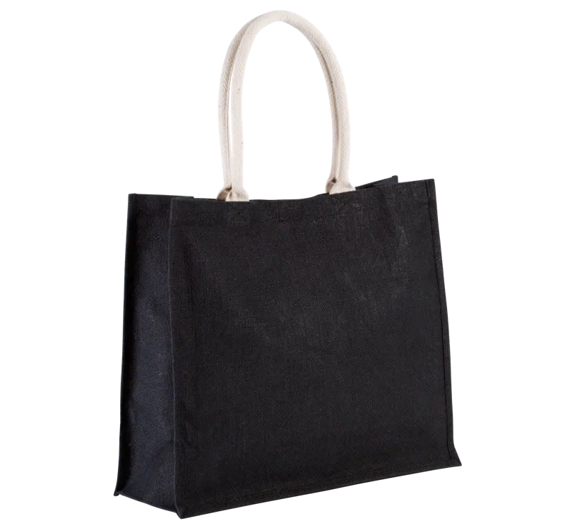 Jute Strandtas in Black