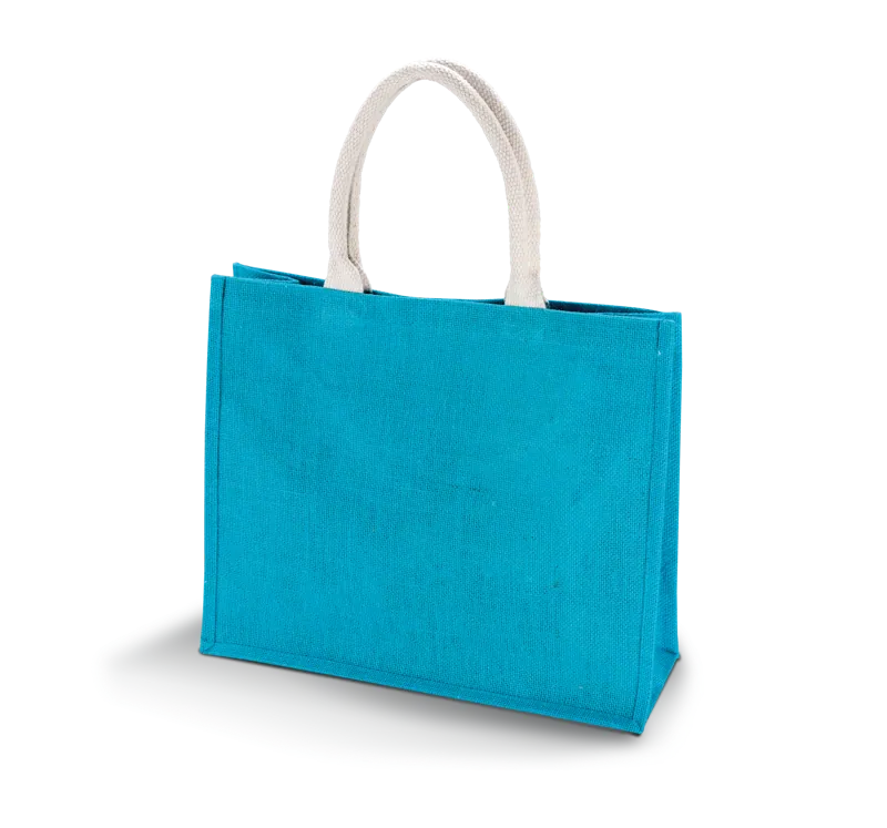 Jute Strandtas in Turquoise