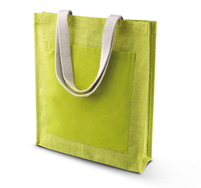 Jute Shopper in Lime Green