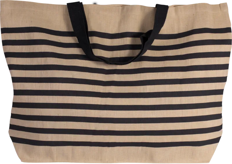 Grote strandtas van jute/katoen in Natural / Navy