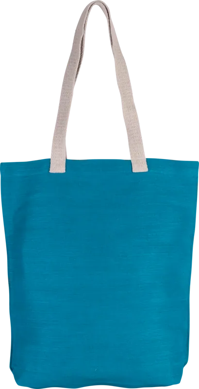 Shopper van jute/katoen in Turquoise