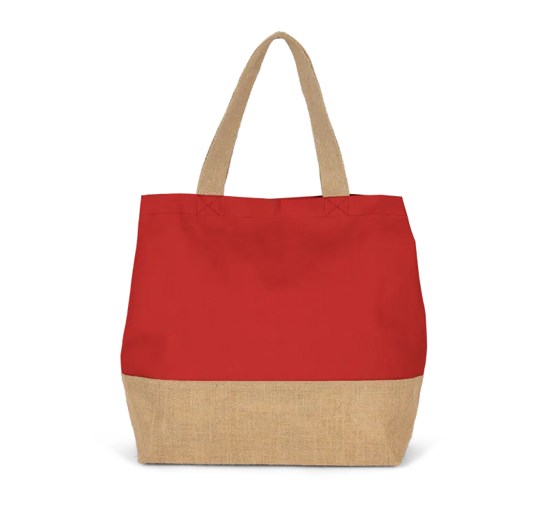 Shopper van jute- & katoencanvas in Arandano Red / Natural