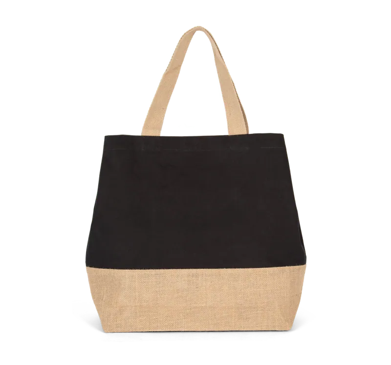 Shopper van jute- & katoencanvas in Black / Natural