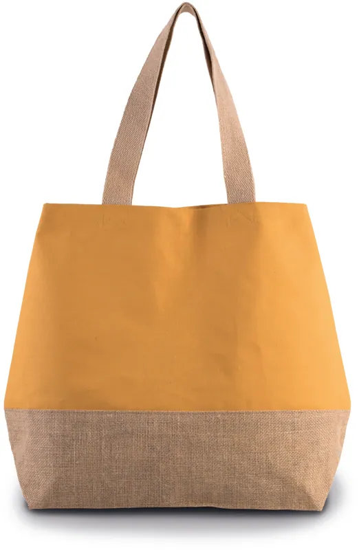 Shopper van jute- & katoencanvas in Cumin Yellow / Natural