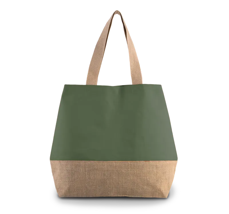 Shopper van jute- & katoencanvas in Dusty Light Green / Natural