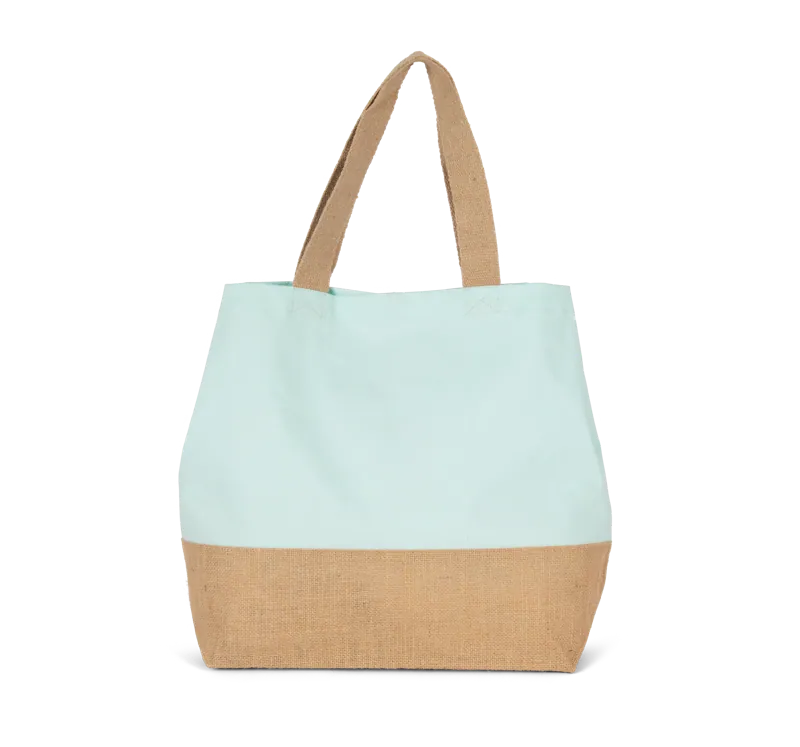 Shopper van jute- & katoencanvas in Ice Mint / Natural