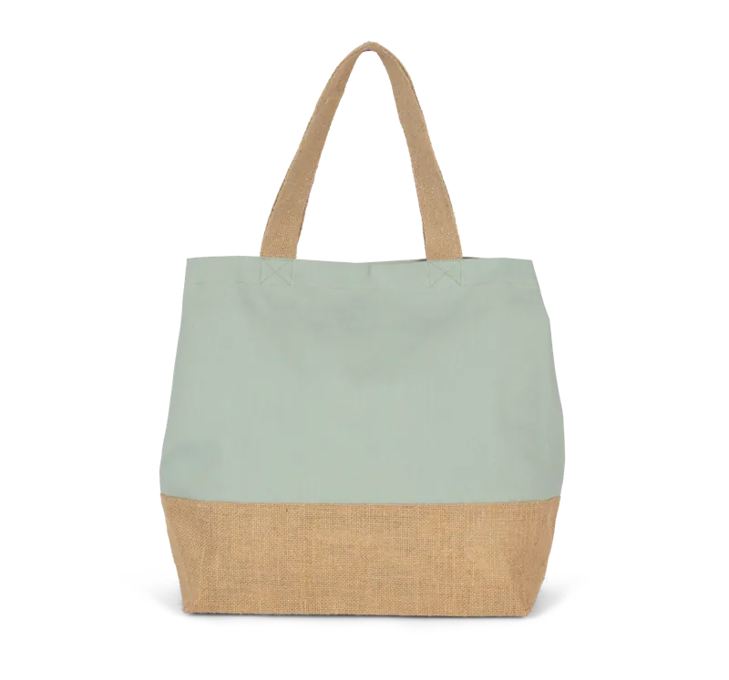 Shopper van jute- & katoencanvas in Sage / Natural