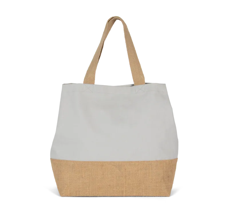 Shopper van jute- & katoencanvas in Snow Grey / Natural