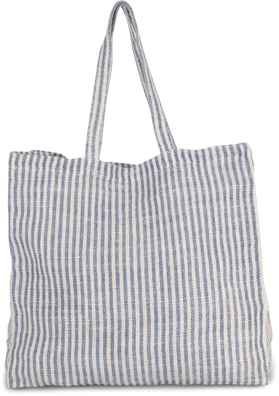 Gestreepte shopper van juco in Iris Blue / Natural