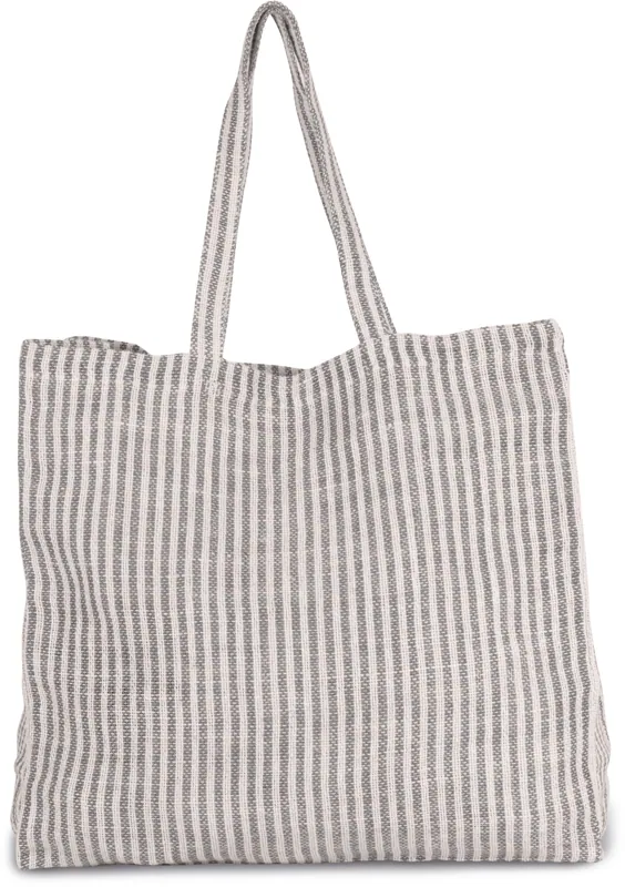 Gestreepte shopper van juco in Steel Grey / Natural