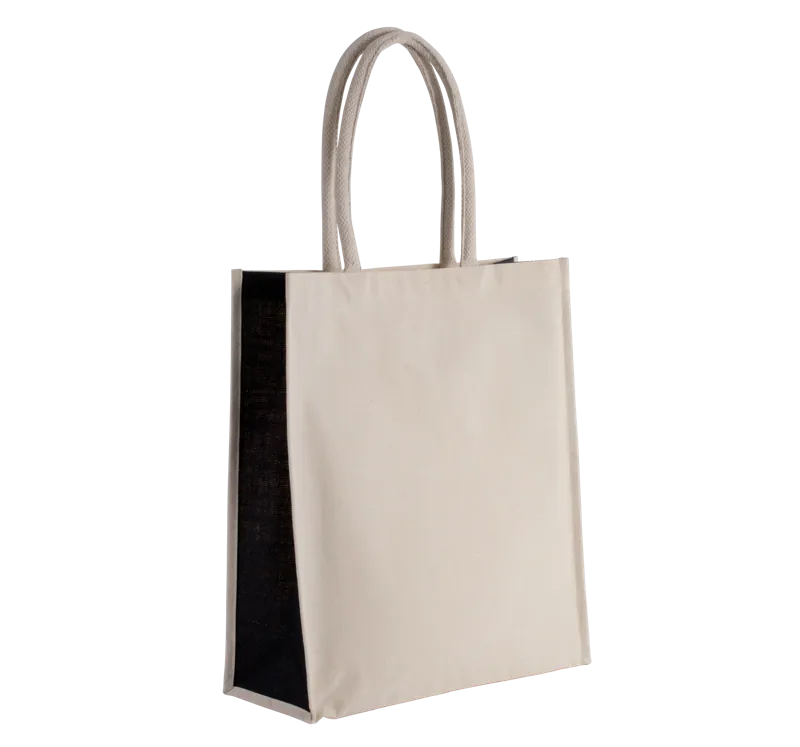Shopper van katoen/jute - 23 L in Natural / Black