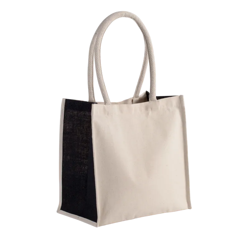 Shopper van katoen/jute - 17 L in Natural / Black