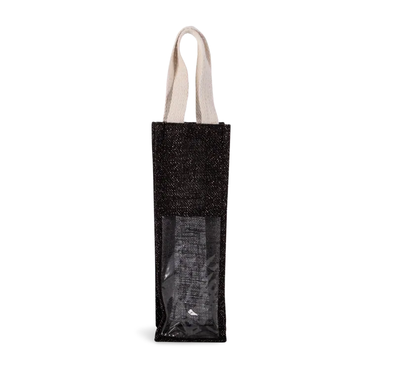 Flessentas van jute in Black / Silver