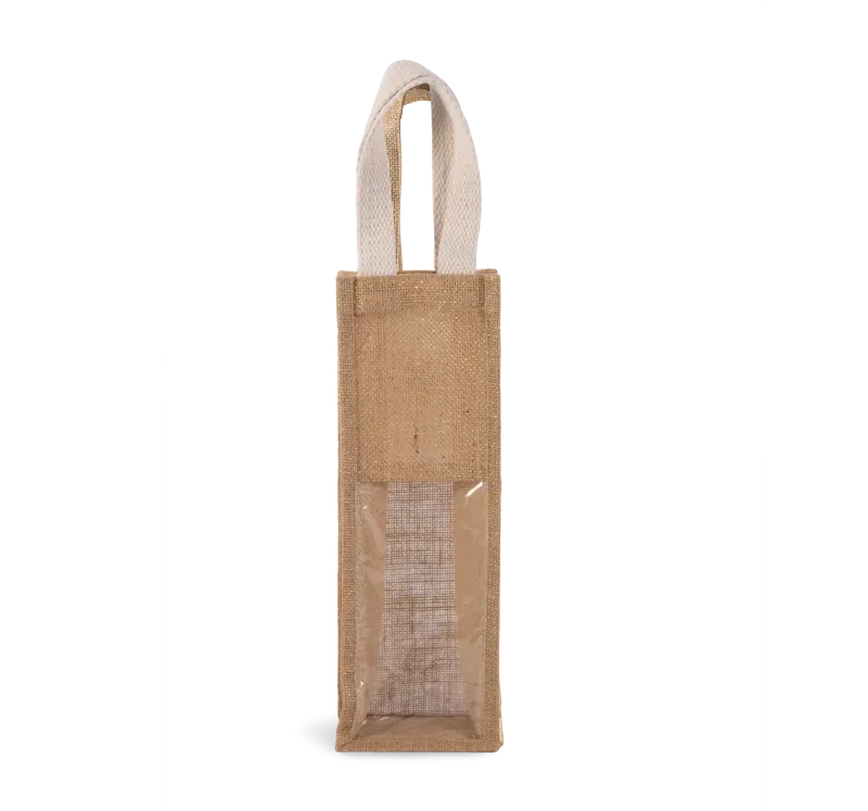Flessentas van jute in Natural / Gold