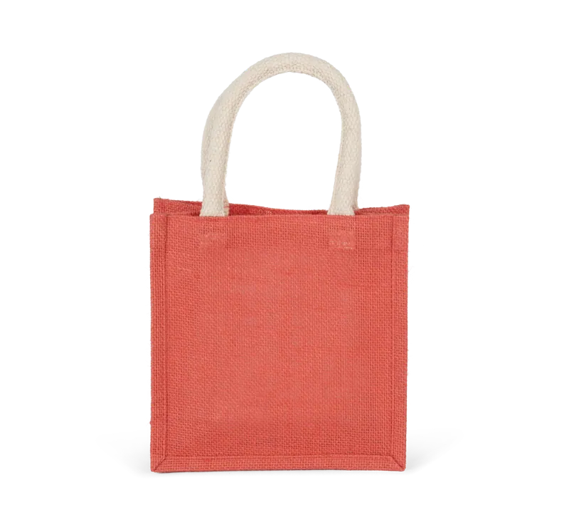 Shopper van jutecanvas - klein model in True Coral