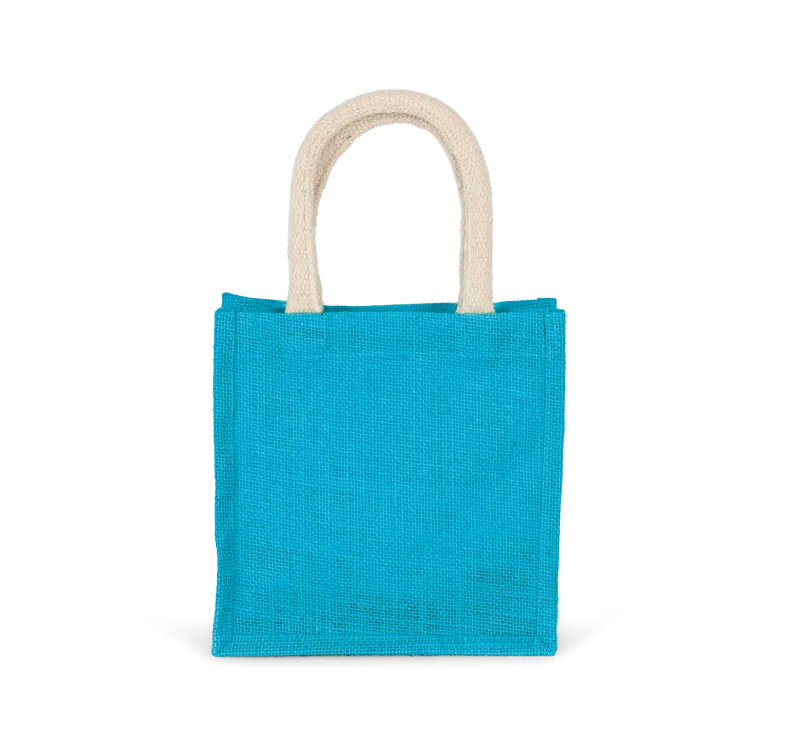 Shopper van jutecanvas - klein model in Turquoise