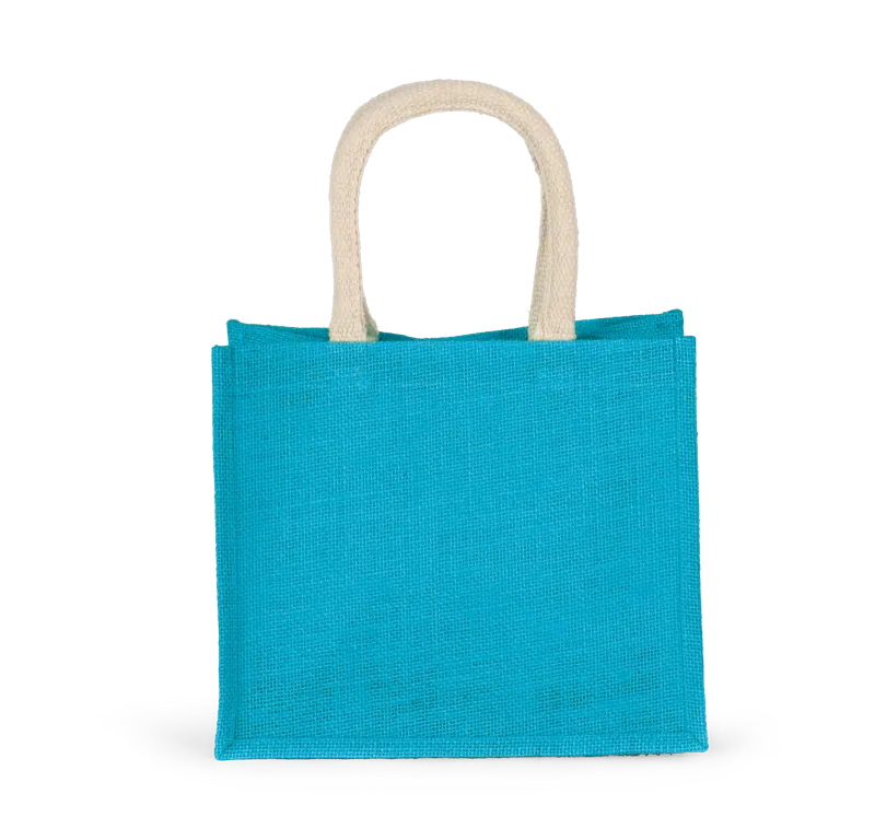 Shopper van jutecanvas - middelgroot model in Turquoise