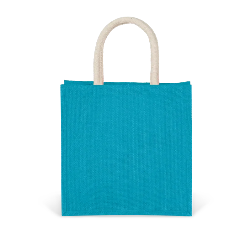 Shopper van jutecanvas - groot model in Turquoise