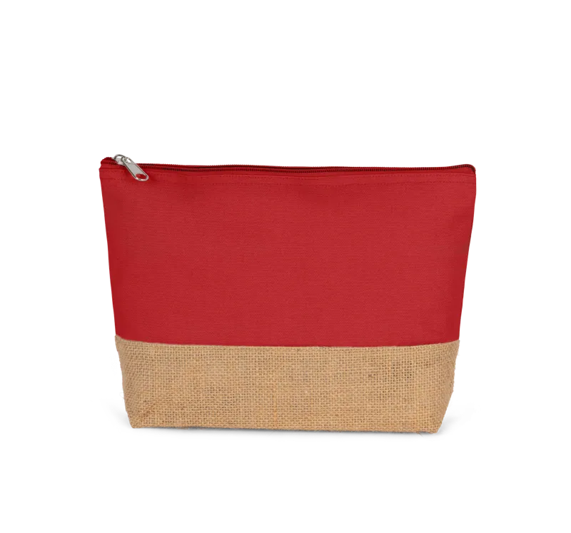 Etui van katoencanvas en jute in Arandano Red / Natural