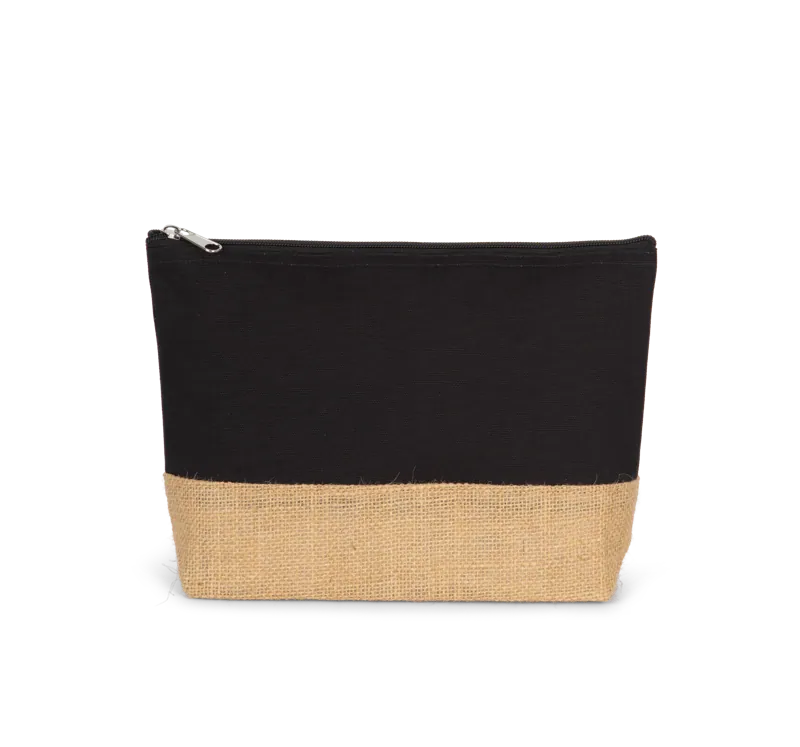 Etui van katoencanvas en jute in Black / Natural
