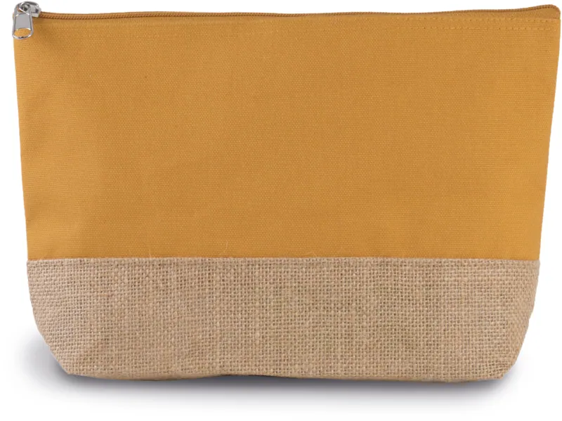 Etui van katoencanvas en jute in Cumin Yellow / Natural
