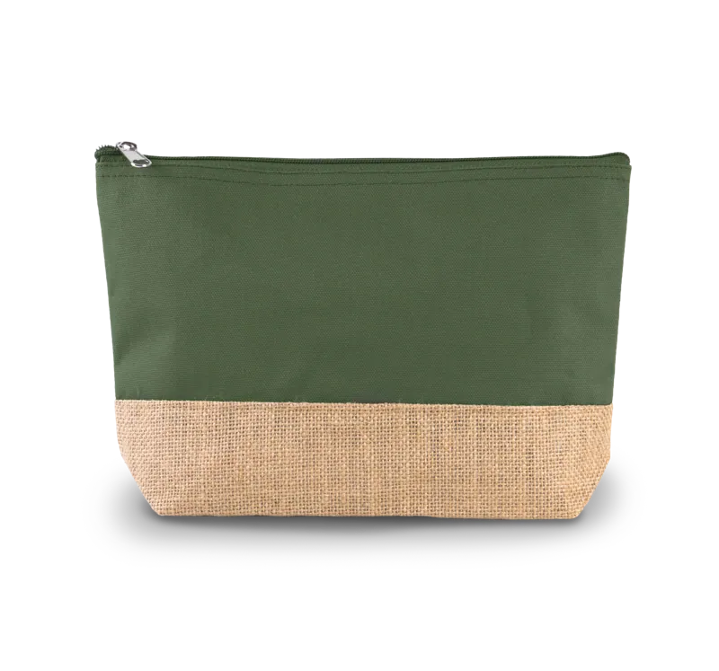 Etui van katoencanvas en jute in Dusty Light Green / Natural