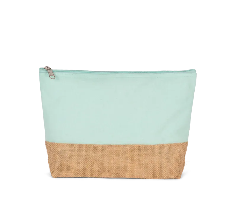 Etui van katoencanvas en jute in Ice Mint / Natural