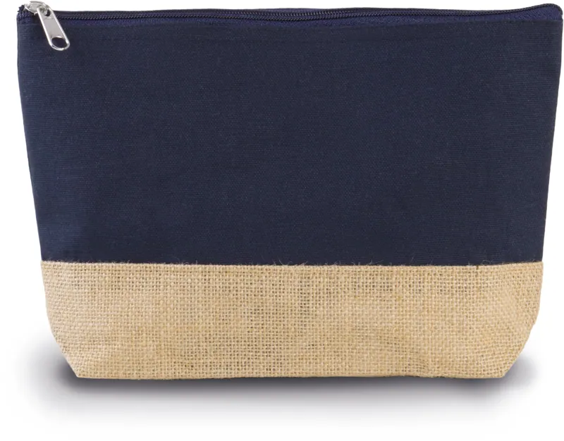 Etui van katoencanvas en jute in Navy / Natural