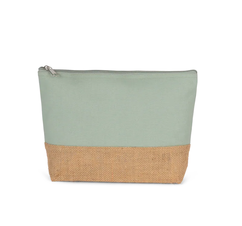 Etui van katoencanvas en jute in Sage / Natural