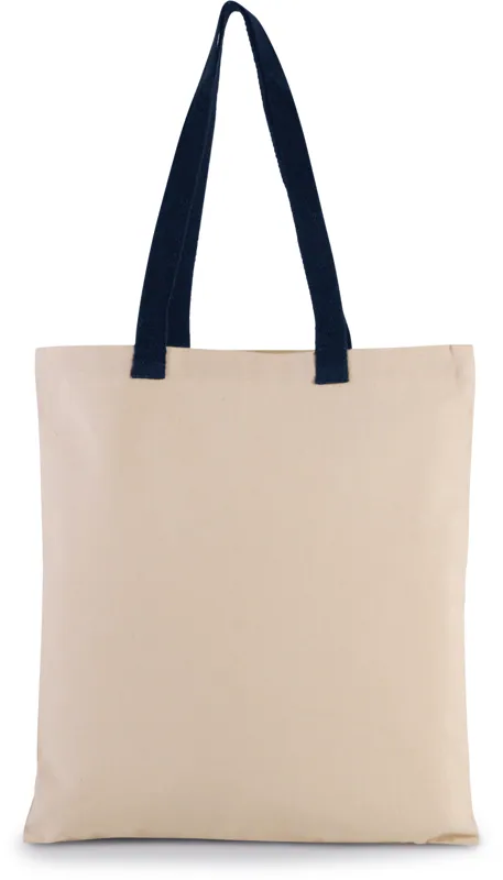 Platte shopper van canvas met contrasterend hengsel in Natural / Navy