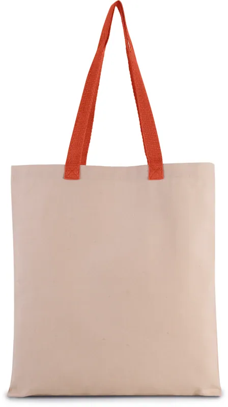 Platte shopper van canvas met contrasterend hengsel in Natural / Spicy Orange