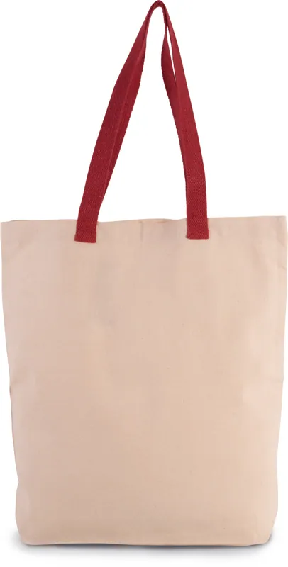 Shopper met plooi en contrasterend hengsel in Natural / Cherry Red