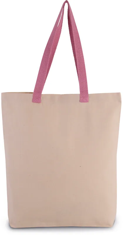 Shopper met plooi en contrasterend hengsel in Natural / Dark Pink