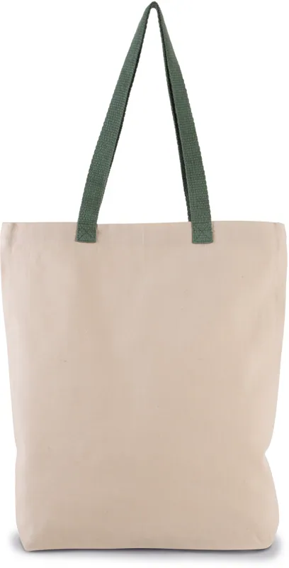 Shopper met plooi en contrasterend hengsel in Natural / Dusty Light Green