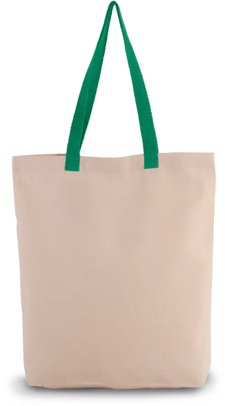 Shopper met plooi en contrasterend hengsel in Natural / Kelly Green