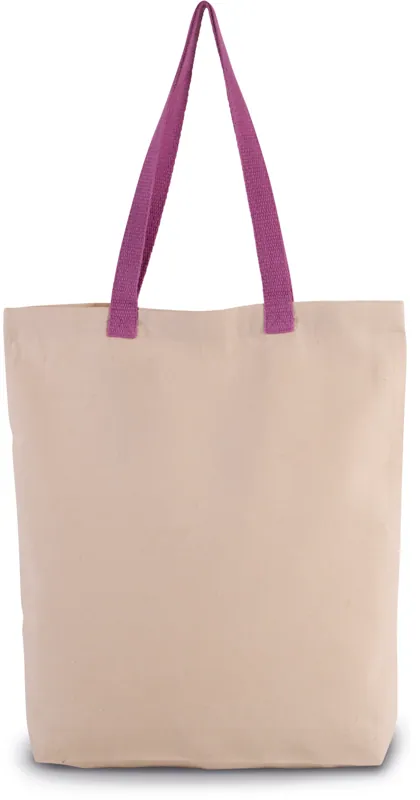 Shopper met plooi en contrasterend hengsel in Natural / Radiant Orchid
