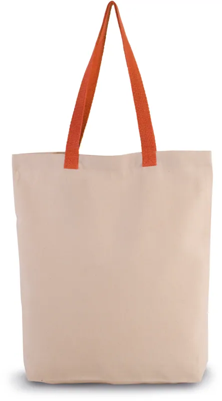 Shopper met plooi en contrasterend hengsel in Natural / Spicy Orange