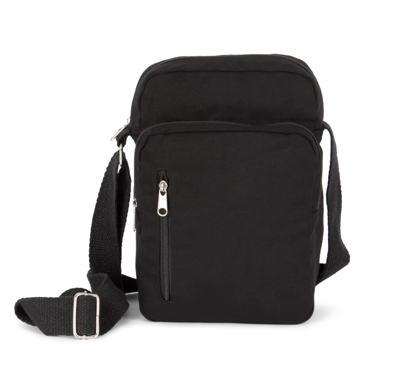 Katoenen handtas met schouderriem in Black
