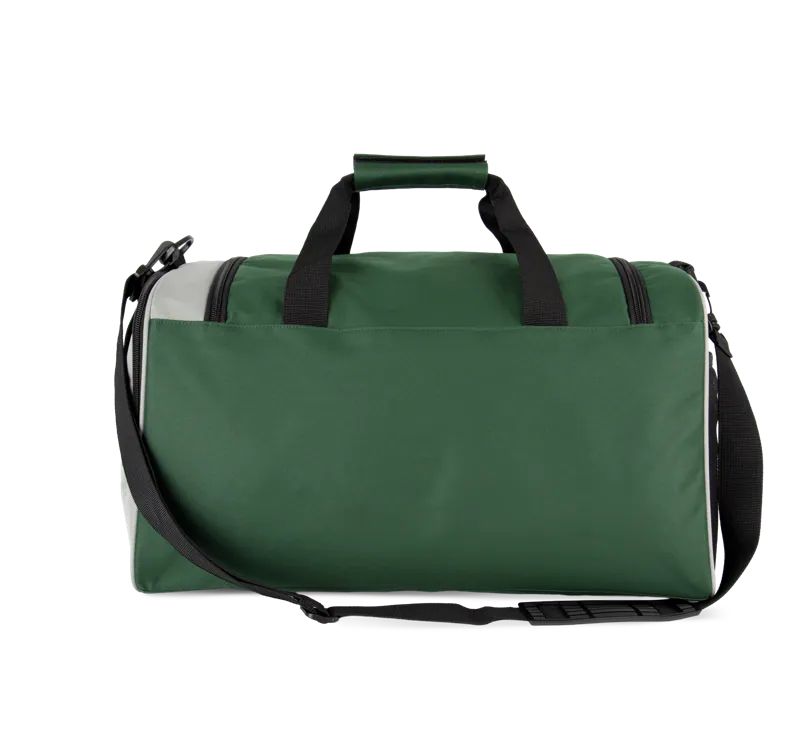 Tweekleurige sporttas in Forest Green / Light Grey, achterkant